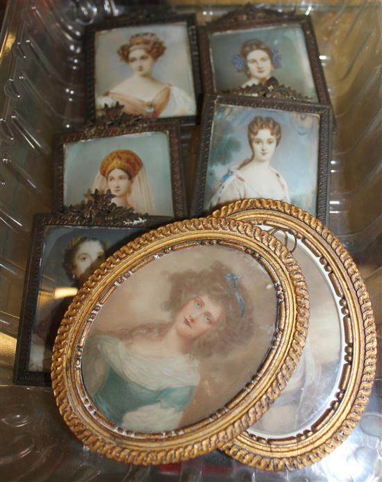 Collection 7 framed portrait miniatures